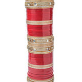 Gold Plated Red Womens Pair of Chuda Set