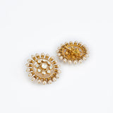 Saadgi Gold Plated Womens Pearl Pair of Stud Earrings (Freesize)