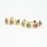 Saadgi Gold Plated Multicolored Kundan, Polki Womens Pair of Bangles - One Size