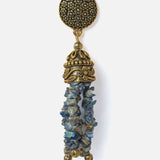 Gold Plated Grey Womens Pair of Tassel Earrings