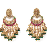 Isvaraah 2.0 Gold Plated Green Womens Pair of Chandbali Earrings