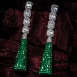 Zia Silver Plated Green Womens Zircon Pair of Dangler Earrings (Freesize)