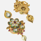 Gold Plated Green Womens Pair of Dangle Earrings