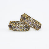 Florence Gold Plated Purple Womens Kundan, Polki Pair of Bangles