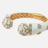 Gold Plated White Colored Synthetic Stone Womens Kada