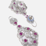 Silver Plated Purple Womens Pair of Chandbali Earrings