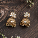 Isvaraah 2.0 Gold Plated White Womens Pair of Jhumka Earrings