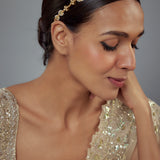 Saadgi Gold Plated Kundan, Polki Womens Maathapatti (Freesize)