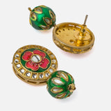 Saadgi Gold Plated Green Womens Pair of Drop Earrings