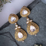 Saadgi Gold Plated Womens Kundan, Polki Pair of Dangler Earrings (Freesize)