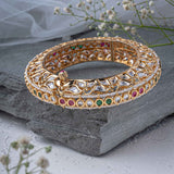 Saadgi Gold Plated Multicolored Womens Kundan, Polki Kadas (2.4,2.6)