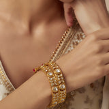 Gold Plated Womens Kundan, Polki Pair of Bangles