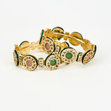 Saadgi Gold Plated Multicolored Kundan, Polki Womens Pair of Bangle