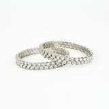 Zia Silver Plated Zircon Womens Pair of Bangles