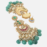 Gold Plated Green Womens Pair of Dangler Earrings