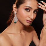 Zia Silver Plated Green Womens Emerald Synthetic Zircon Pair of Earrings