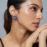 Florence Silver Plated Purple Womens Zircon Pair of Stud Earrings (Freesize)