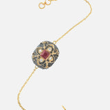 Gold Plated Multi Colored Synthetic Stone Womens Bracelet