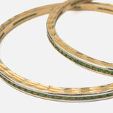 Zia Gold Plated GreenWomens Zircon Pair of Bangles
