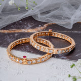 Saadgi Gold Plated White Womens Kundan, Polki Pair of Bangles