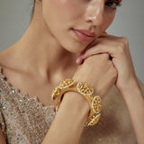 Saadgi Gold Plated Kundan, Polki Womens Kadas (Freesize)