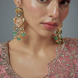 Saadgi Gold Plated Multicolored Kundan, Polki Womens Pair of Danglers Earrings (Freesize)