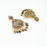 Florence Gold Plated Multicolored Kundan, Polki Womens Pair of Danglers Earrings (Freesize)