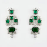 Zia Silver Plated Green Zircon Womens Pair of Danglers Earrings (Freesize)