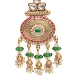 Isvaraah 2.0 Gold Plated Green Womens Pair of Chandbali Earrings