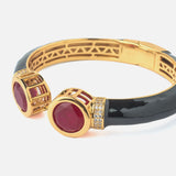 Gold Plated Red Colored Synthetic Stone Womens Kada
