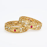 Saadgi Gold Plated Red Womens Kundan, Polki Pair of Bangles