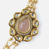 Gold Plated Pink Womens Beaded Bracelet