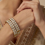 Saadgi Gold Plated Womens Kundan, Polki Pair of Bangles