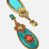 Florence Gold Plated Blue Womens Pair of Dangle Earrings
