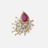 Gold Plated Red Womens Pair of Stud Earrings