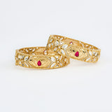 Saadgi Gold Plated Red Womens Kundan, Polki Pair of Bangles