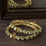Gold Plated Synthetic Stone Womens Pair of Bangles
