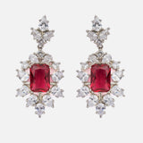 Florence Silver Plated Red Womens Pair of Drop Earrings