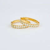 Saadgi Gold Plated White Womens Kundan, Polki Pair of Bangles