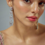 Zia Silver Plated Zircon Womens Pair of Danglers Earrings (Freesize)
