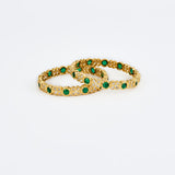 Saadgi Gold Plated Green Womens Kundan, Polki Pair of Bangles