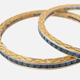 Zia Gold Plated BlueWomens Zircon Pair of Bangles