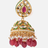 Saadgi Gold Plated Red Womens Pair of Jhumka Earrings