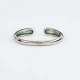 Zia Silver Plated Green Womens Zircon Kadas (Freesize)