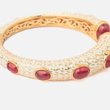Antara Gold Plated Red & White Womens Zircon Kadas
