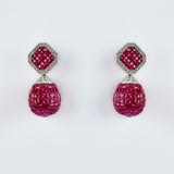 Zia Silver Plated Pink Womens Zircon Pair of Dangler Earrings (Freesize)