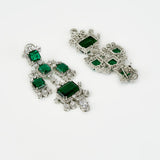 Zia Silver Plated Green Zircon Womens Pair of Danglers Earrings (Freesize)