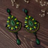 Florence Black & Green Womens Pair of Drop Earrings