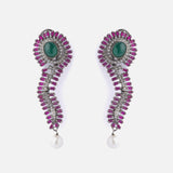 Silver Plated Purple Womens Pair of Drop Earrings