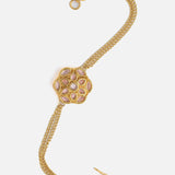 Gold Plated Pink Womens Kundan & Polki Bracelet